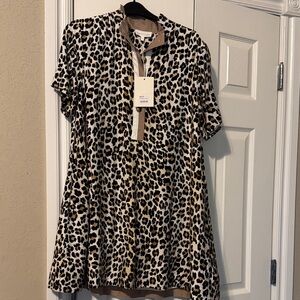 Entro Animal Print Dress with Black and Tan Accents